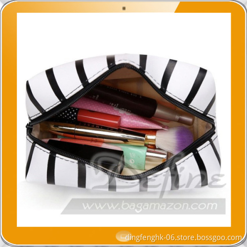 Women Striped PVC Cosmetic Wash Bag Trave Beauty Bag